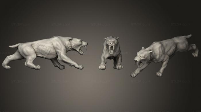 Animal figurines (Sabre Tooth Tiger, STKJ_1424) 3D models for cnc